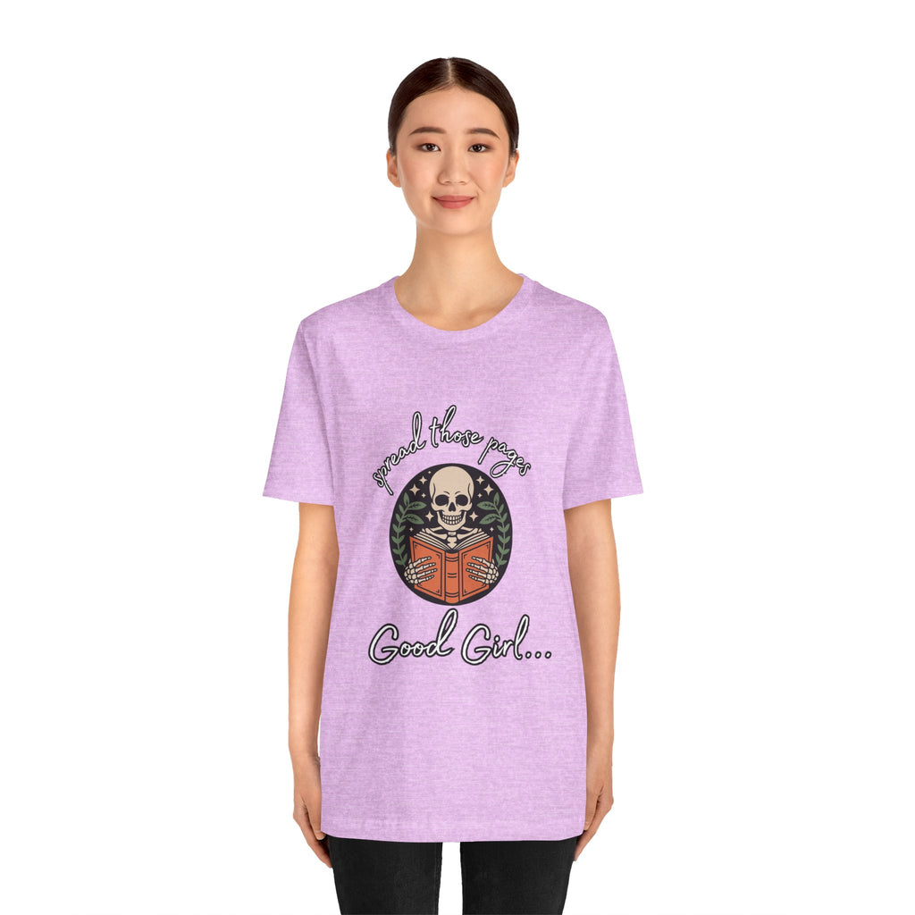Skull Reading Tee – "Spread those Pages, Good Girl" Graphic T-Shirt