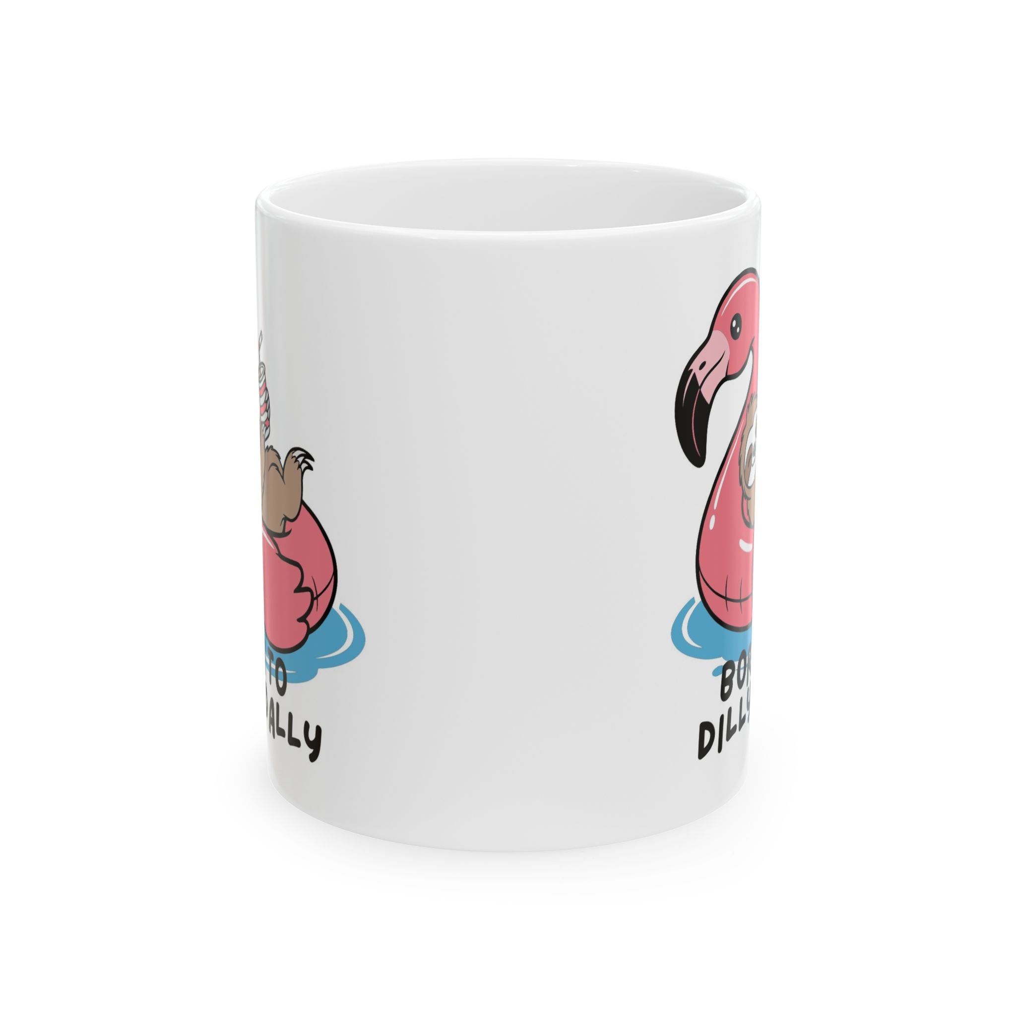 Funny Flamingo Ceramic Mug – “Born to Dilly” Cute Pink Flamingo Coffee Cup (11oz, 15oz)