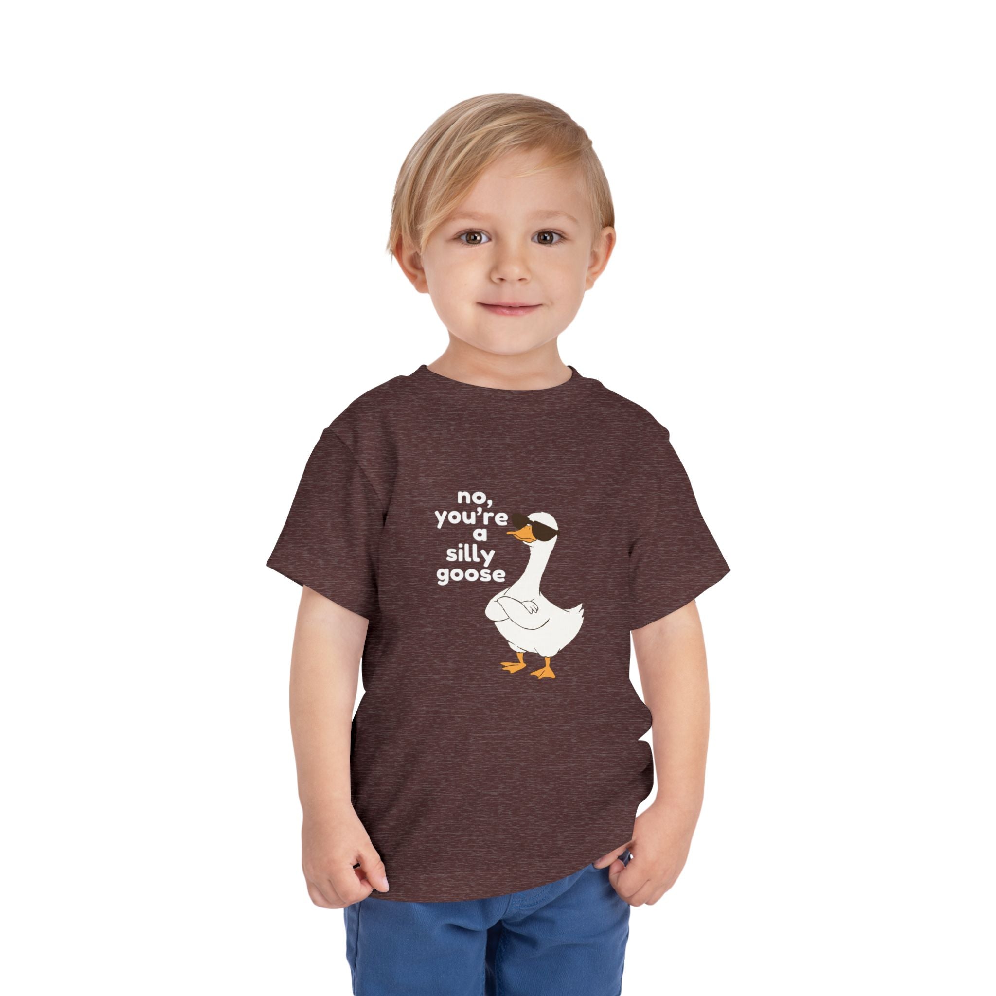 Toddler Tee – "No, You're a Silly Goose" Cute Cartoon Goose Shirt