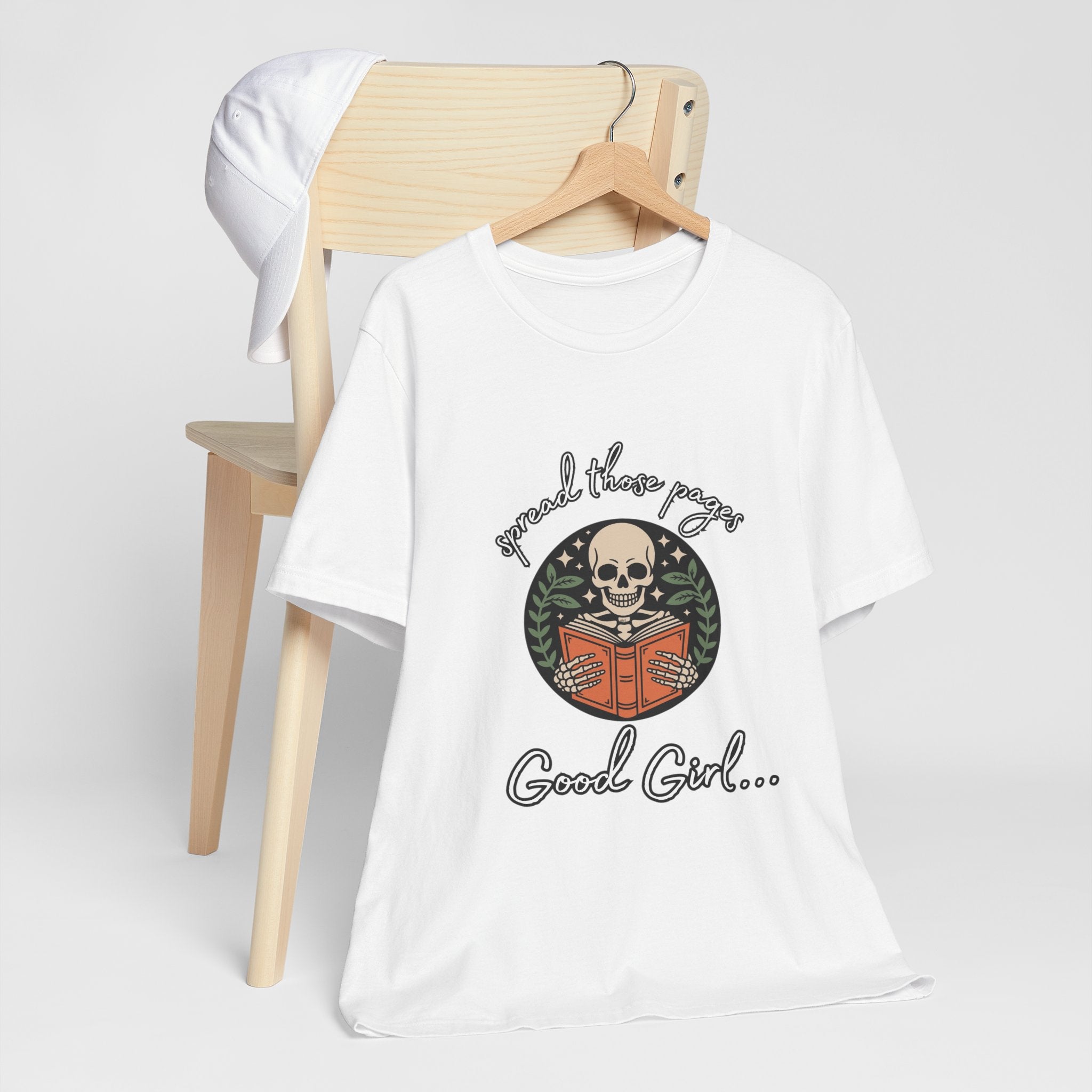 Skull Reading Tee – "Spread those Pages, Good Girl" Graphic T-Shirt