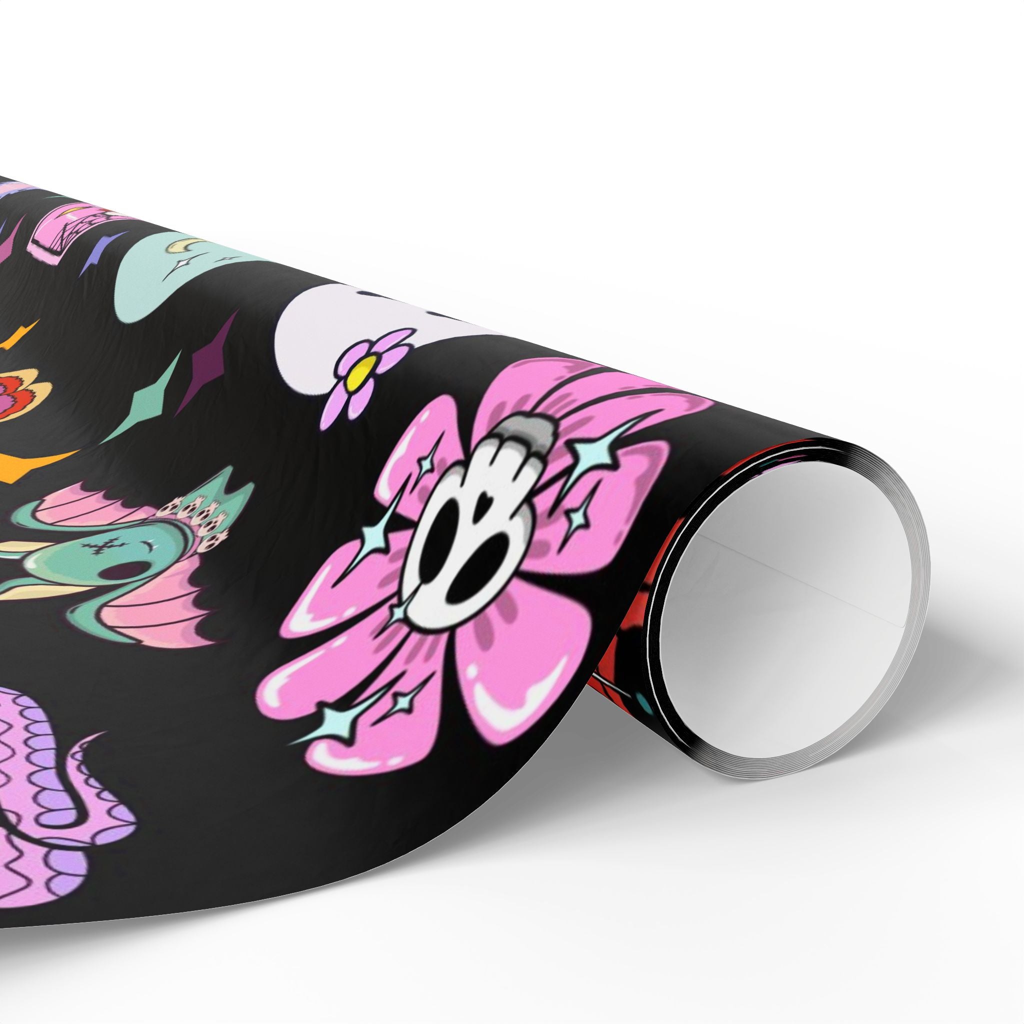 Tarot Witch Wrapping Paper Roll – Mystical Black Gift Wrap with Crystals, Cards & Stars