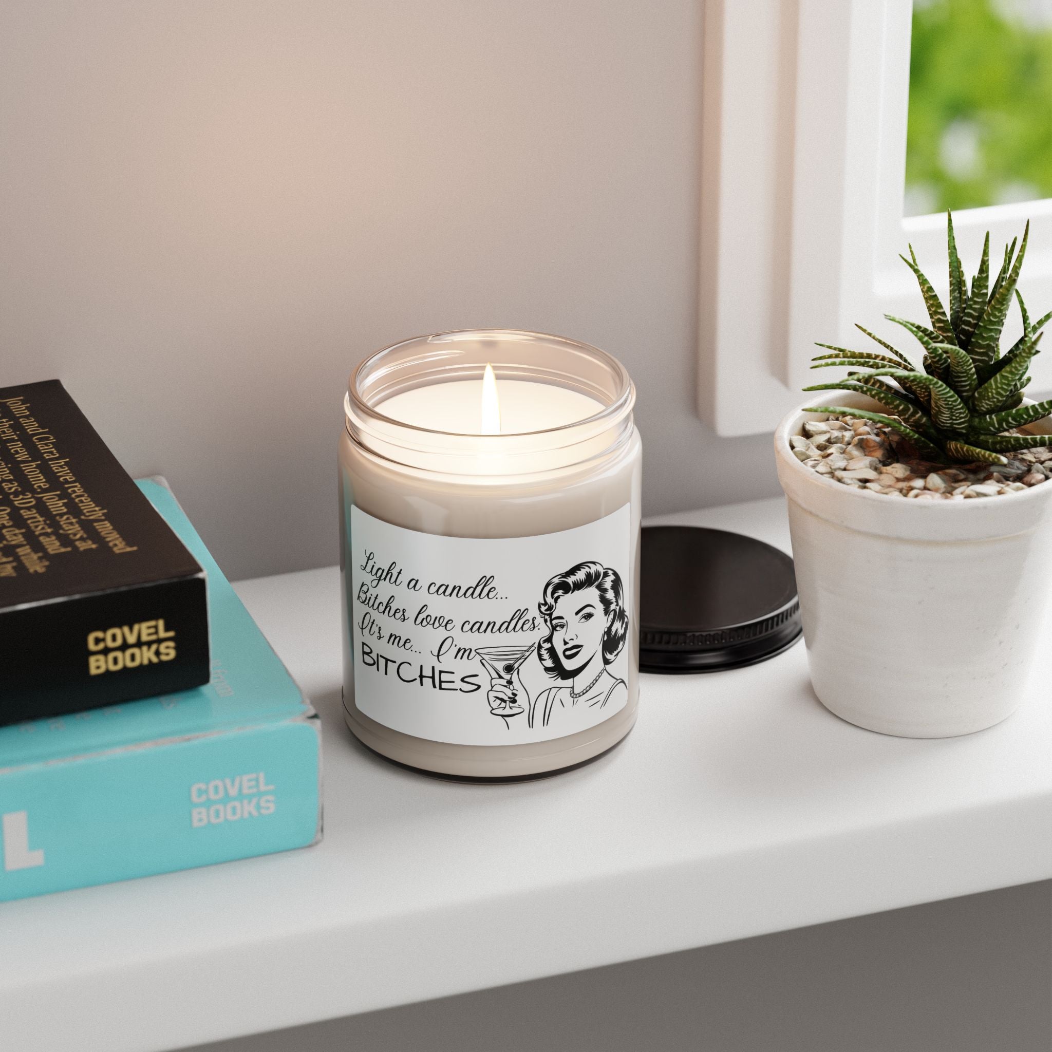 Scented Soy Candle 9oz — "Light a candle... Bitches love candles" Retro Cocktail Jar