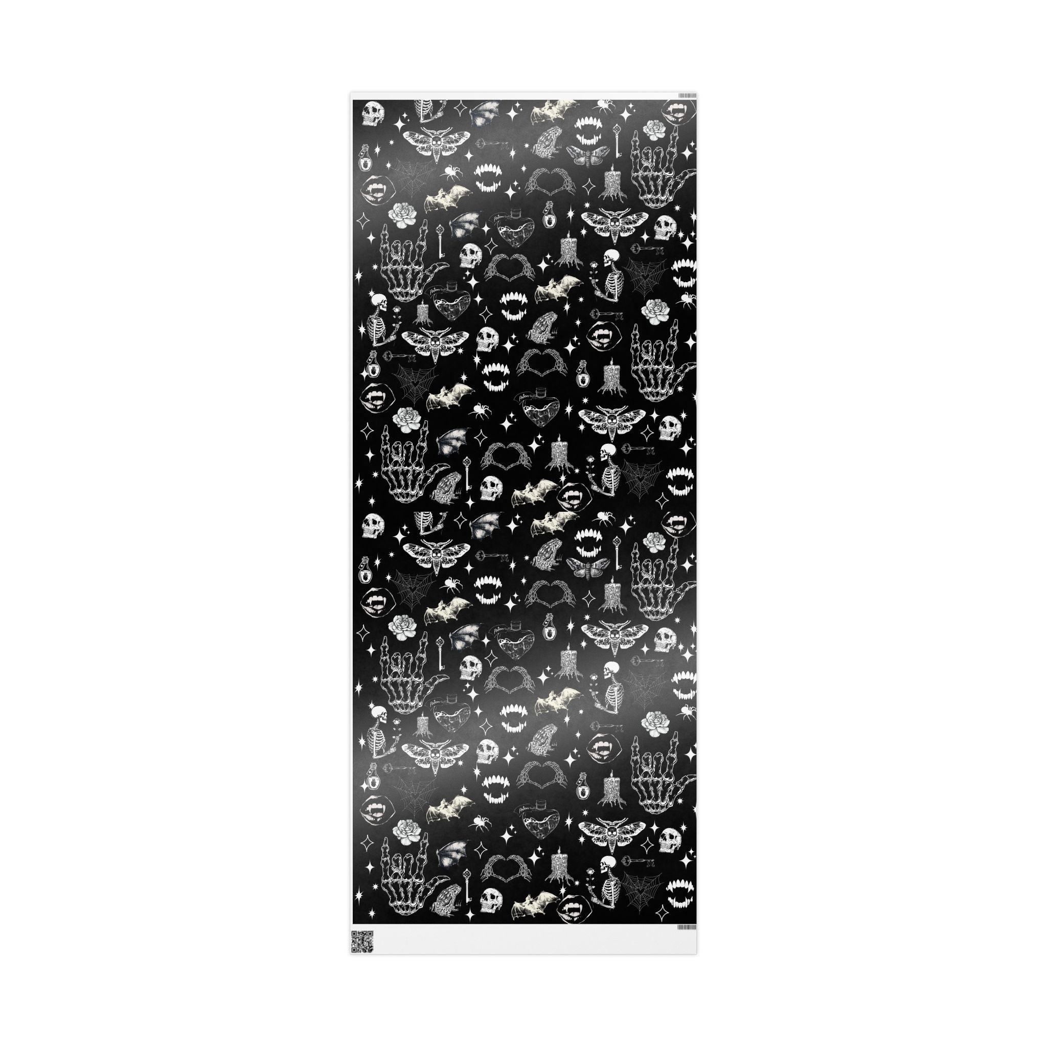 Halloween Black Skull & Spiderweb Wrapping Paper Roll — Spooky Gift Wrap