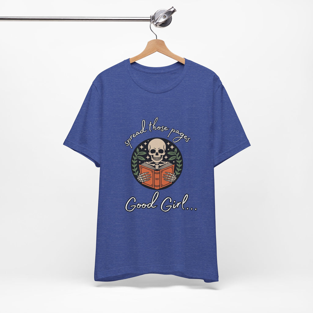 Skull Reading Tee – "Spread those Pages, Good Girl" Graphic T-Shirt