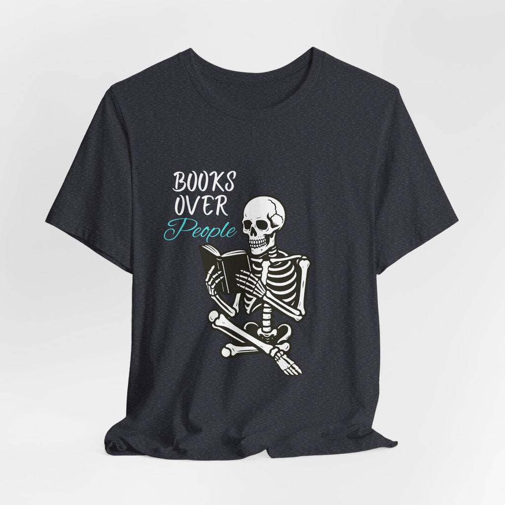 Skeleton Reading T‑Shirt – 'I Read' Gothic Book Lover Tee