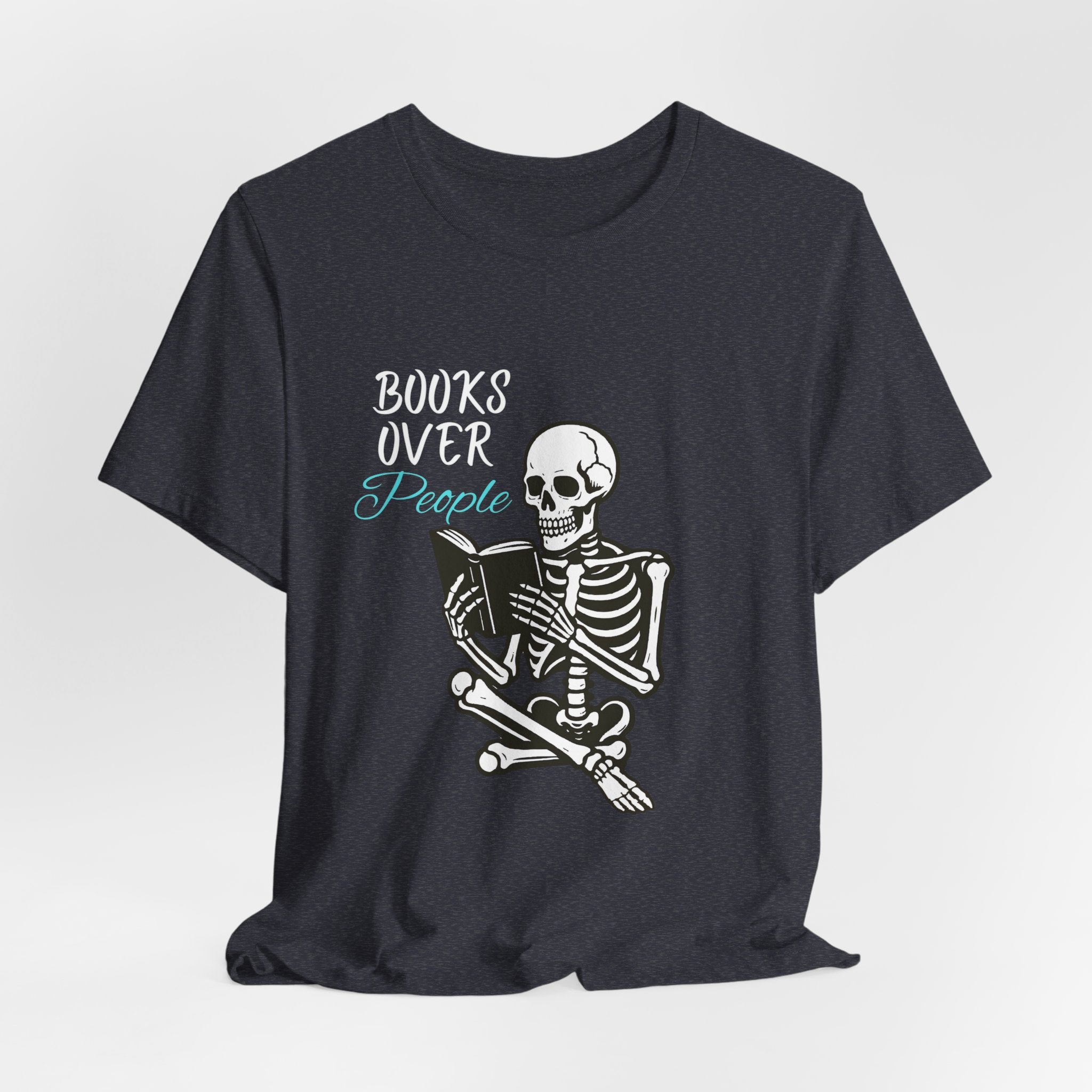Skeleton Reading T‑Shirt – 'I Read' Gothic Book Lover Tee