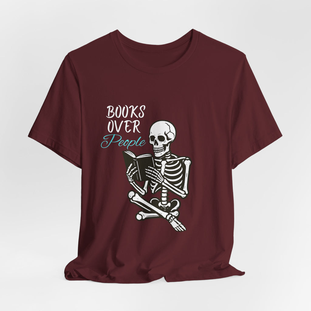 Skeleton Reading T‑Shirt – 'I Read' Gothic Book Lover Tee