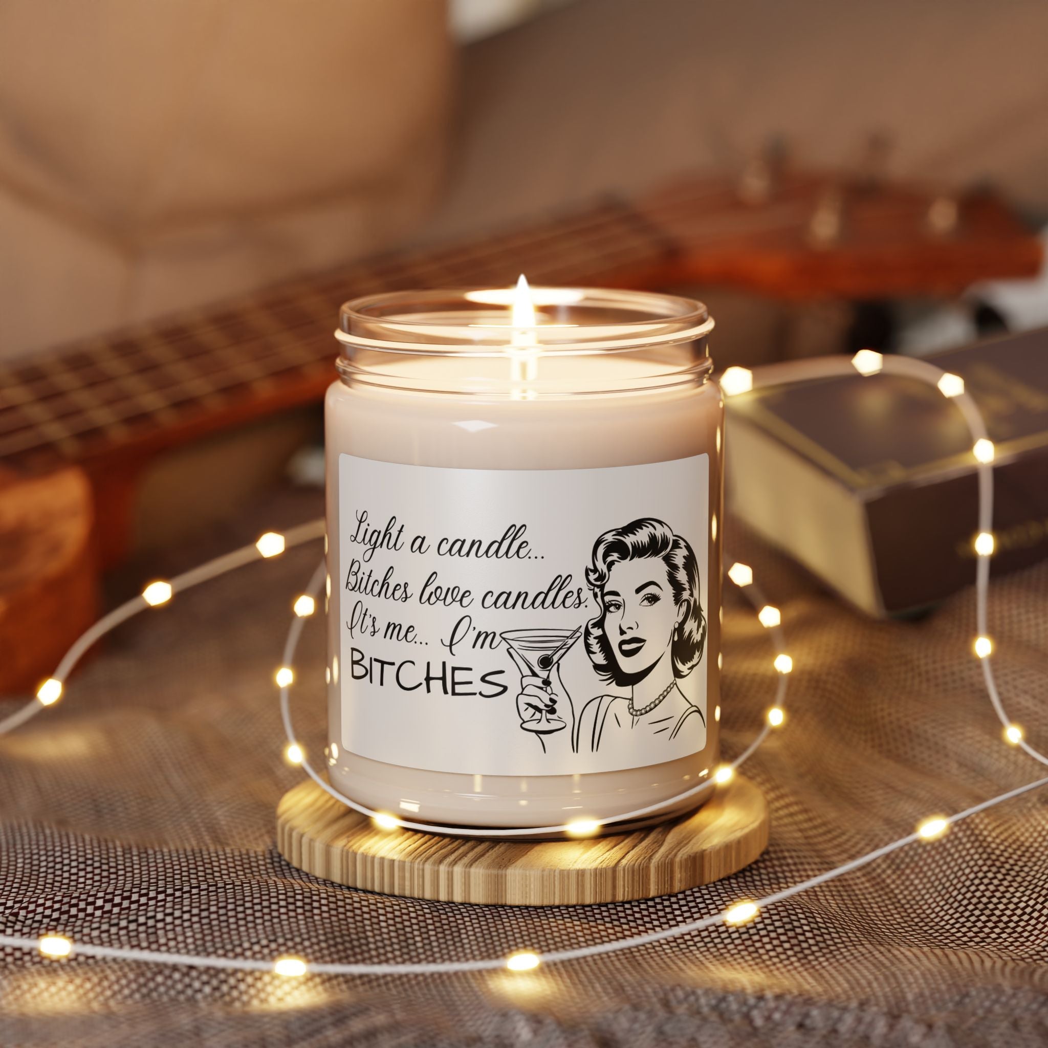 Scented Soy Candle 9oz — "Light a candle... Bitches love candles" Retro Cocktail Jar