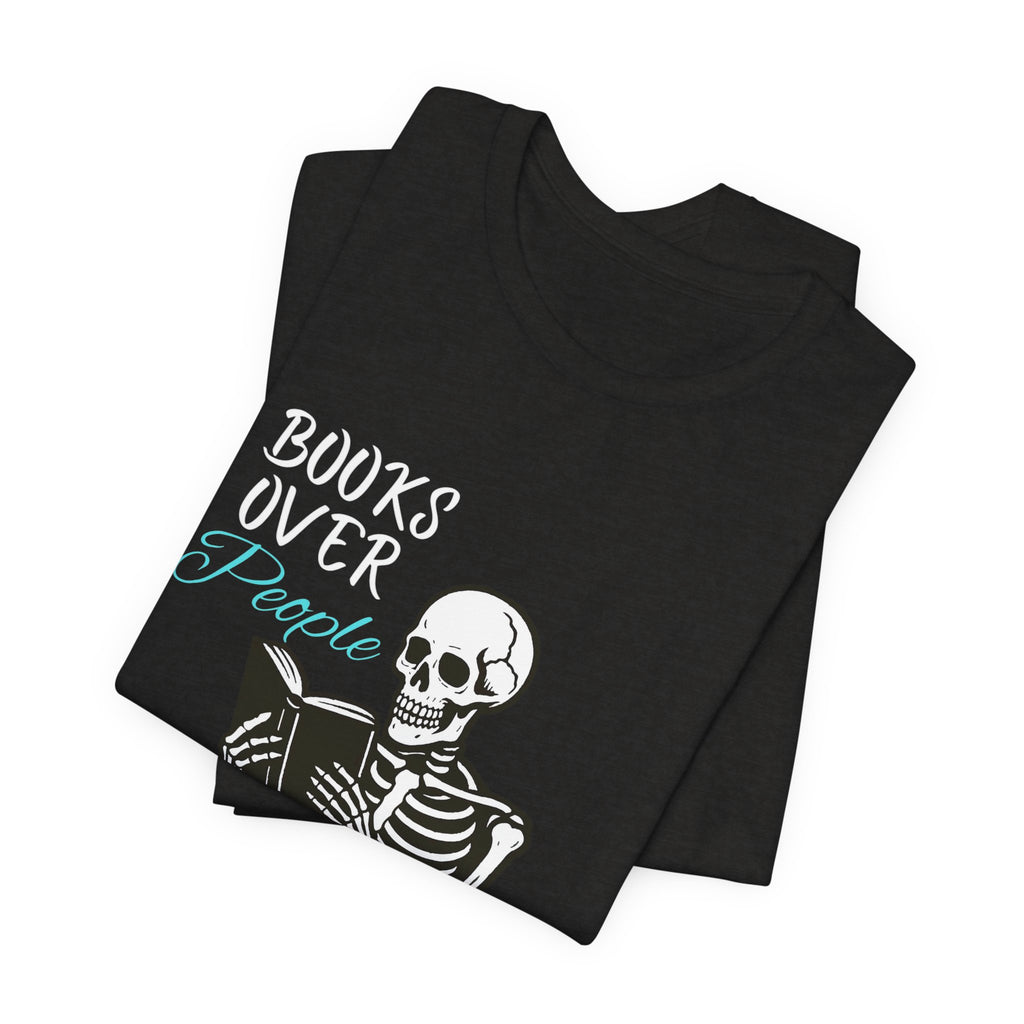 Skeleton Reading T‑Shirt – 'I Read' Gothic Book Lover Tee