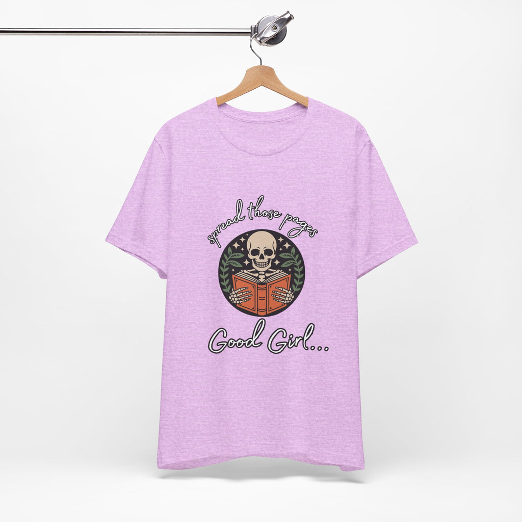 Skull Reading Tee – "Spread those Pages, Good Girl" Graphic T-Shirt