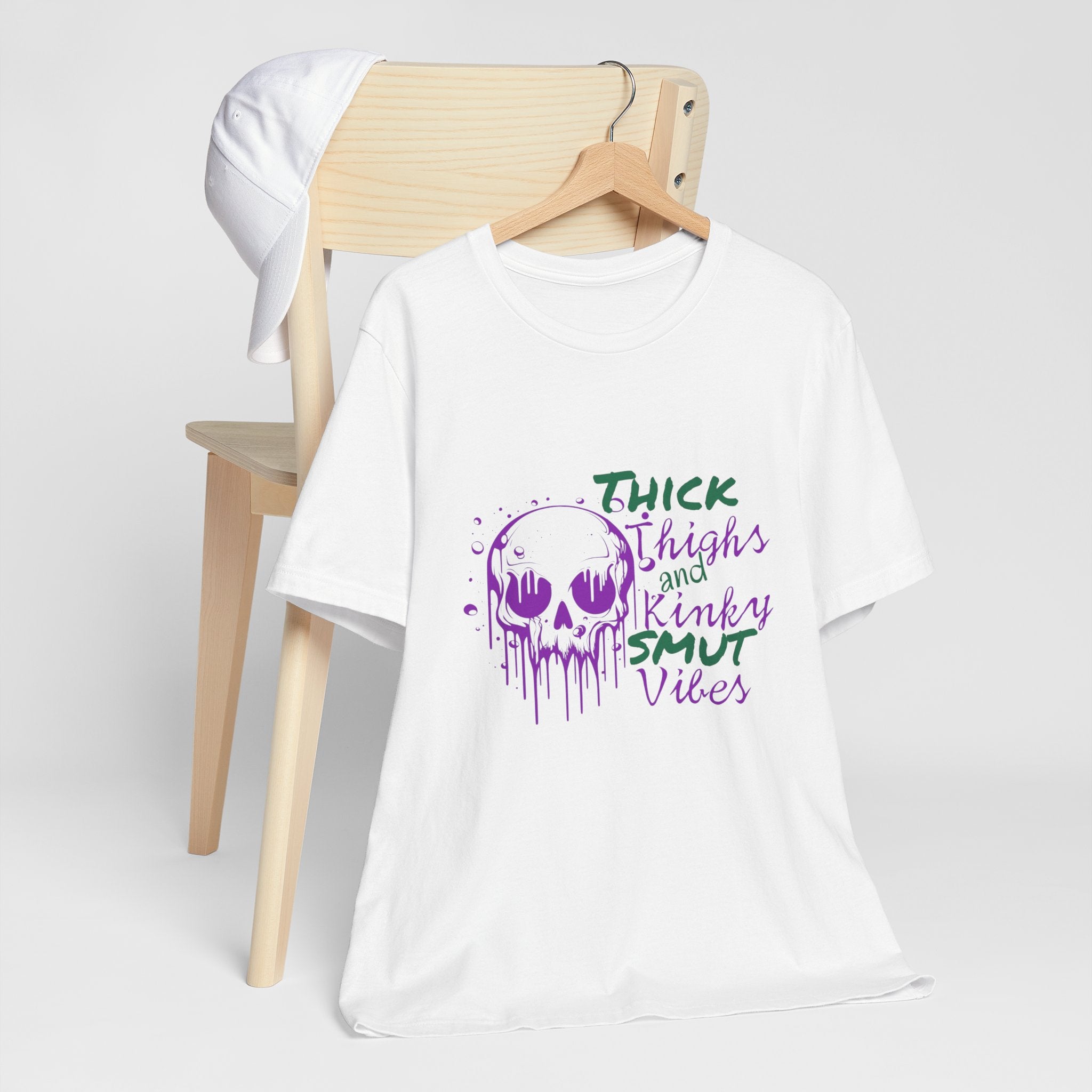 Graphic Tee — "Thick Thighs and Kinky Smut Vibes" Skull Drip Design