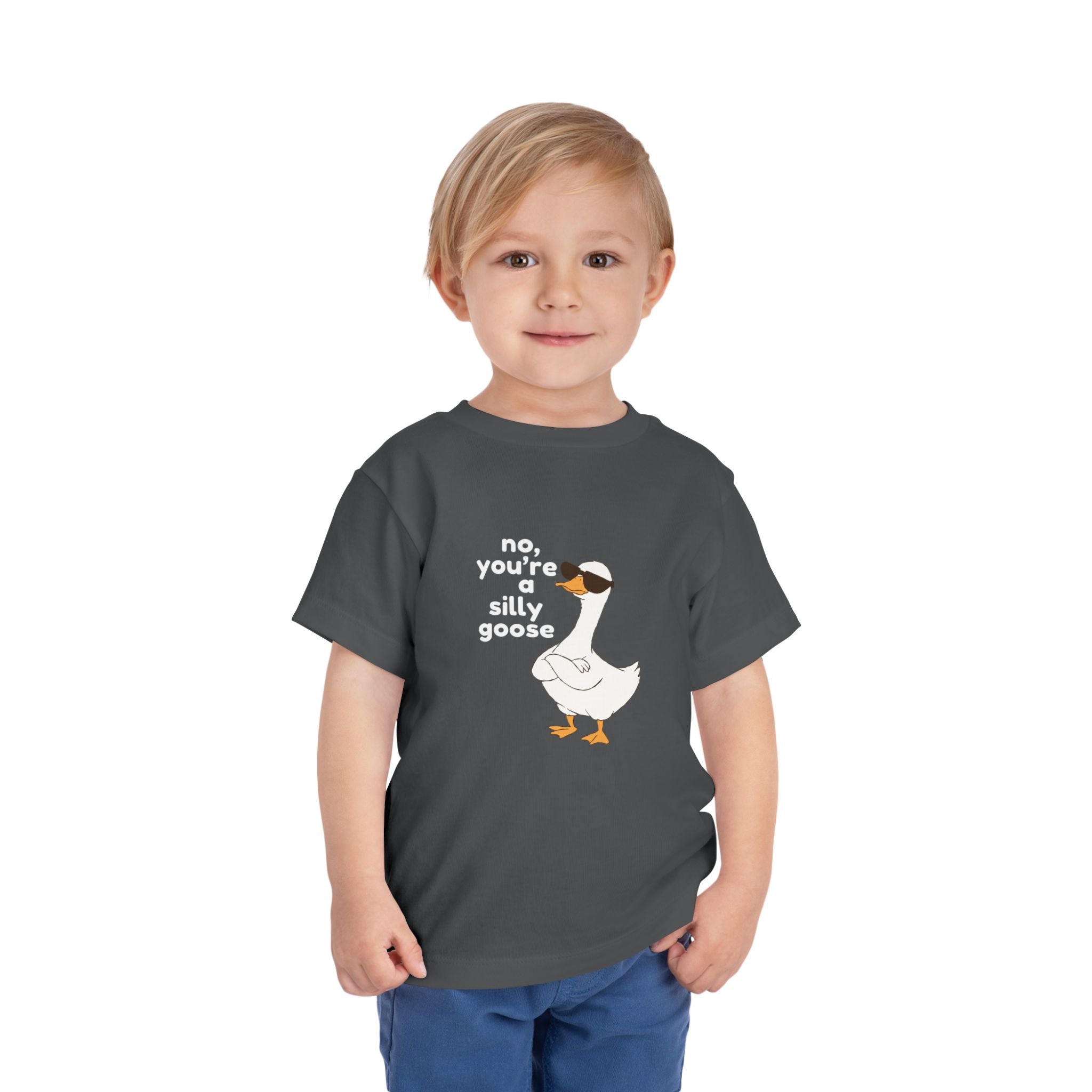 Toddler Tee – "No, You're a Silly Goose" Cute Cartoon Goose Shirt