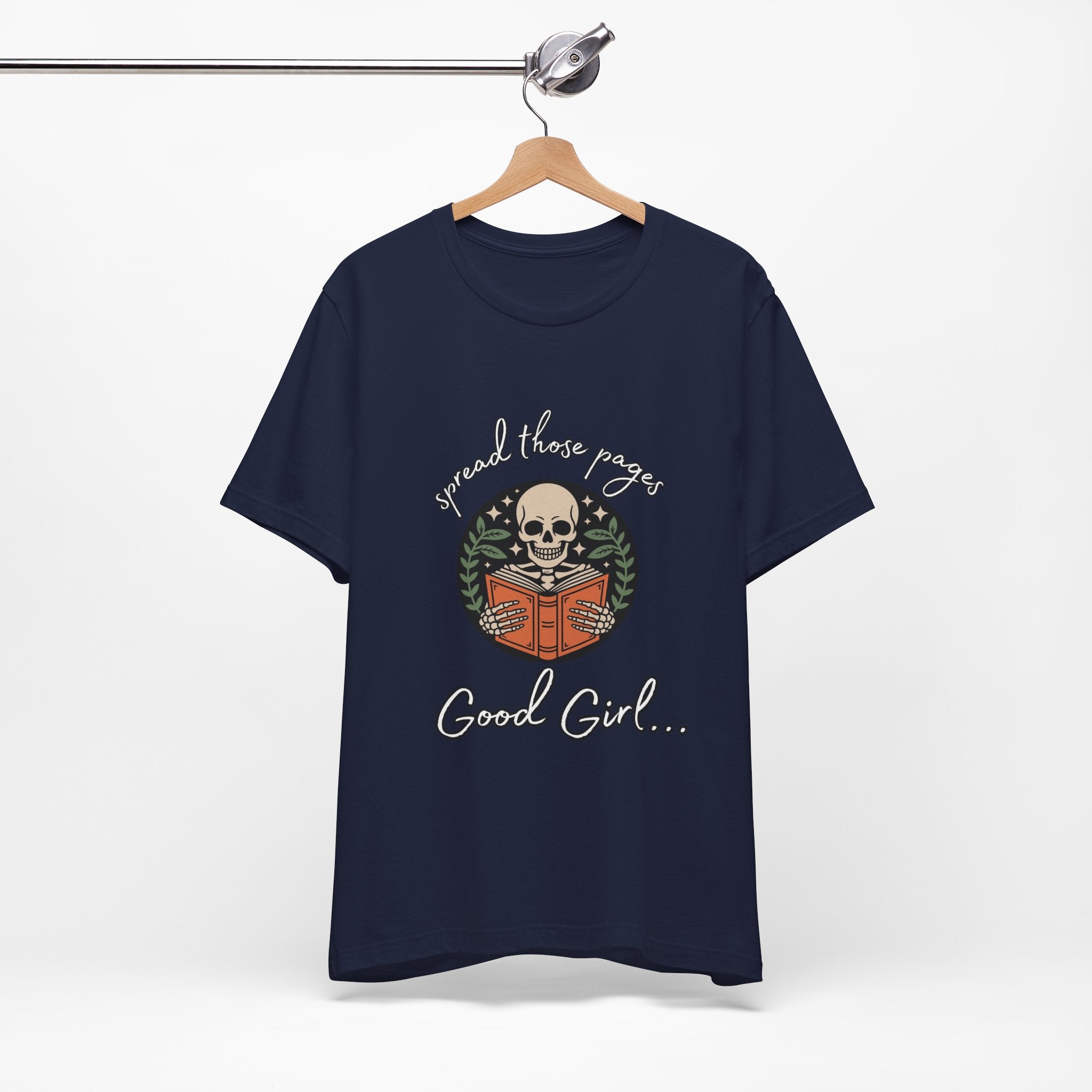 Skull Reading Tee – "Spread those Pages, Good Girl" Graphic T-Shirt