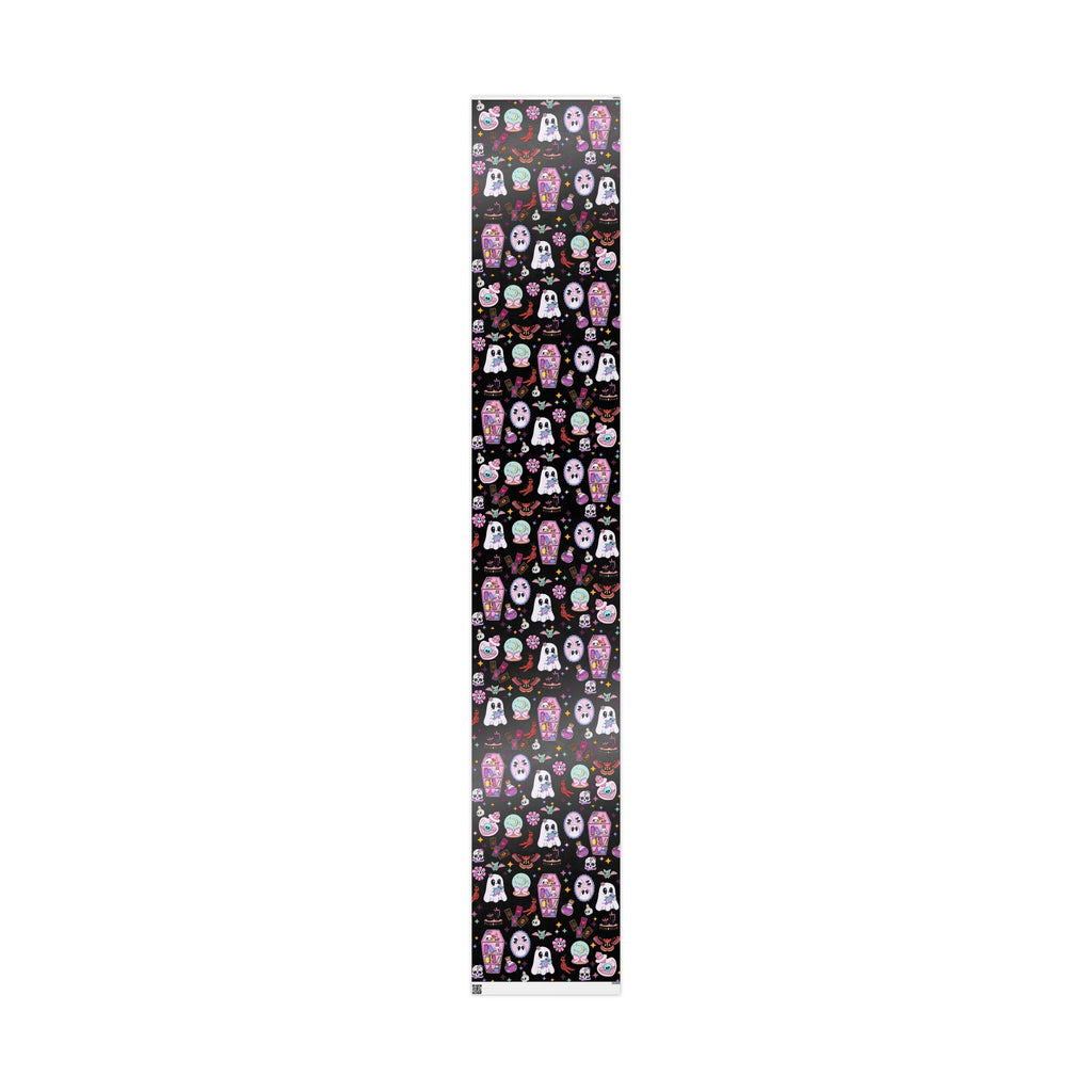 Tarot Witch Wrapping Paper Roll – Mystical Black Gift Wrap with Crystals, Cards & Stars
