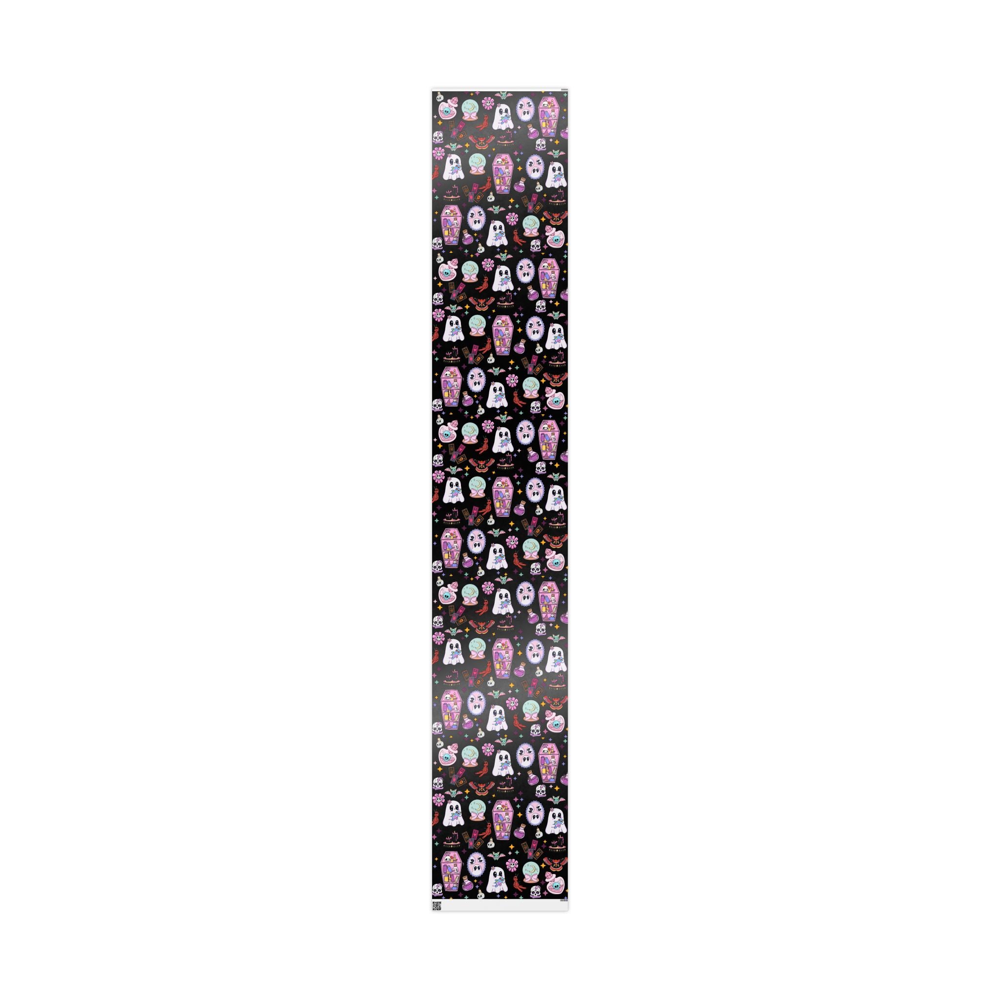 Tarot Witch Wrapping Paper Roll – Mystical Black Gift Wrap with Crystals, Cards & Stars