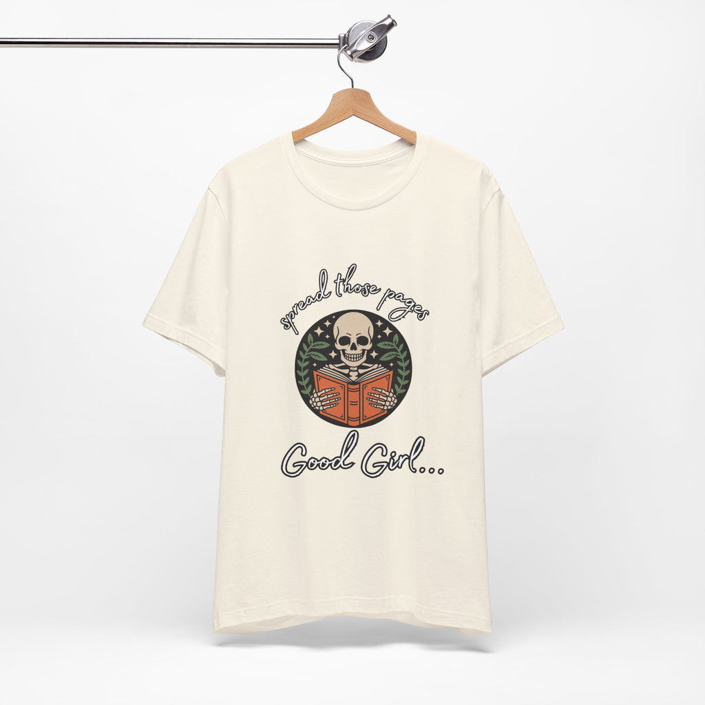 Skull Reading Tee – "Spread those Pages, Good Girl" Graphic T-Shirt