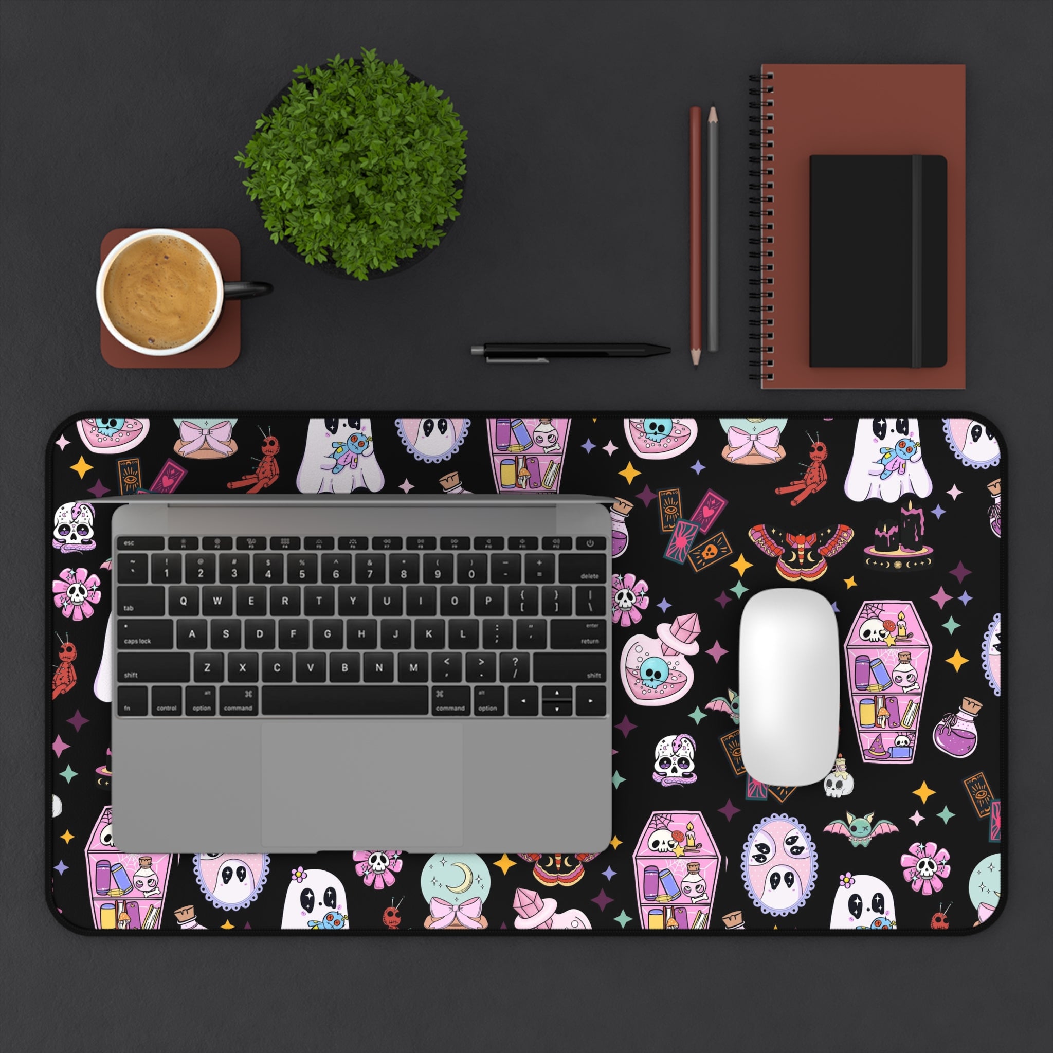 Cute Witchy Spooky Ghosts Desk Mat